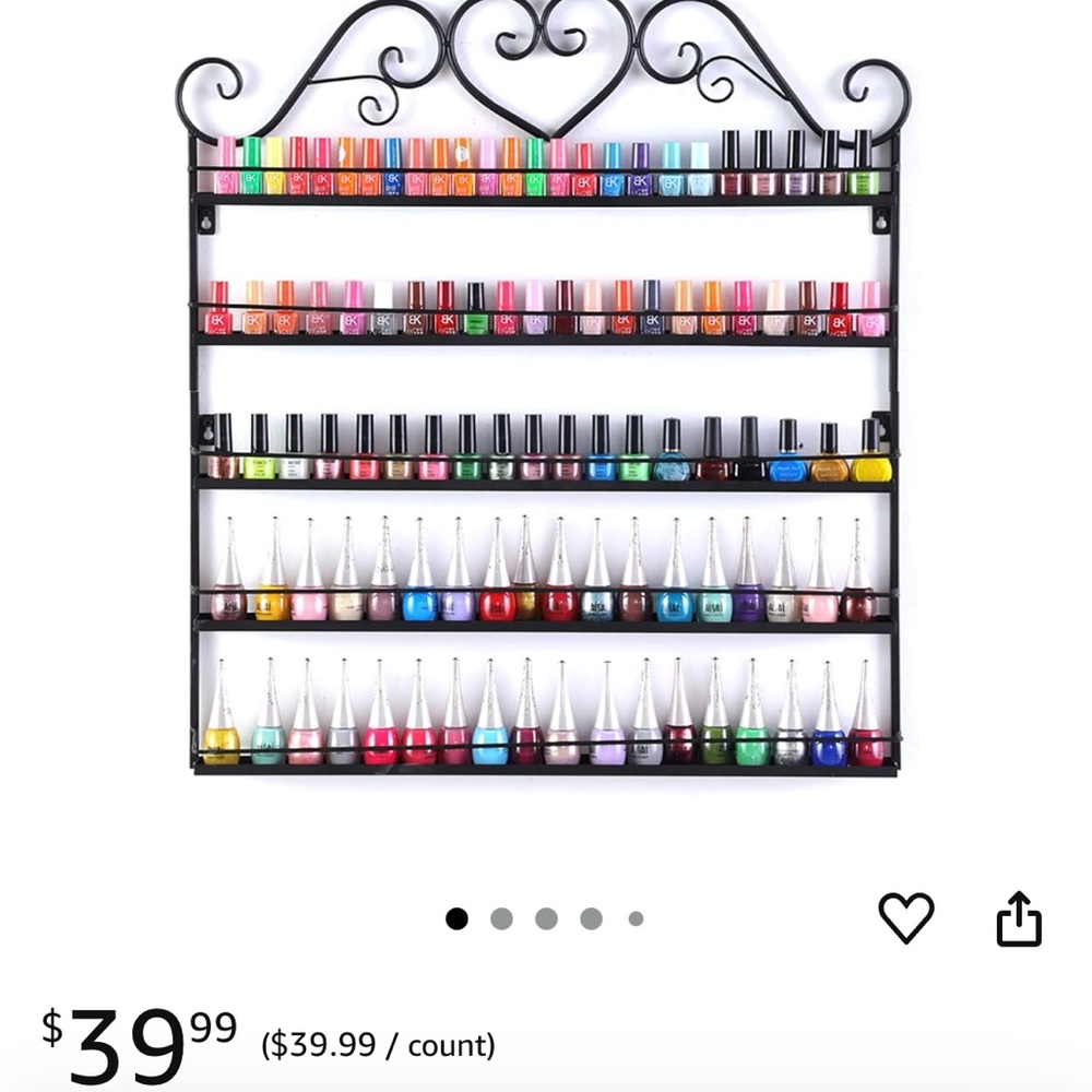 Black Metal Wall-Mounted Nail Polish Rack
